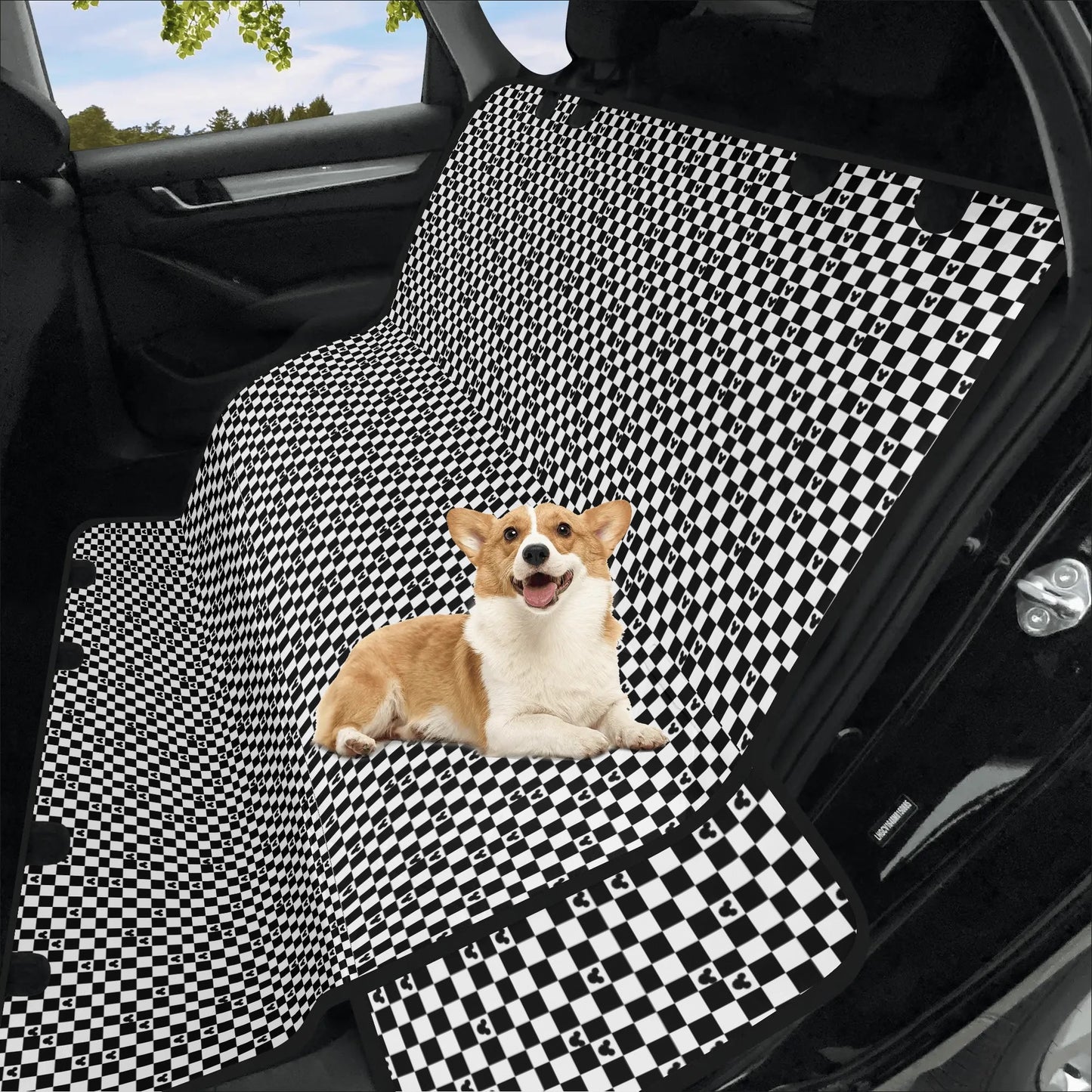 Disney Car Pet Seat Cover with Mickey Checkerboard Design