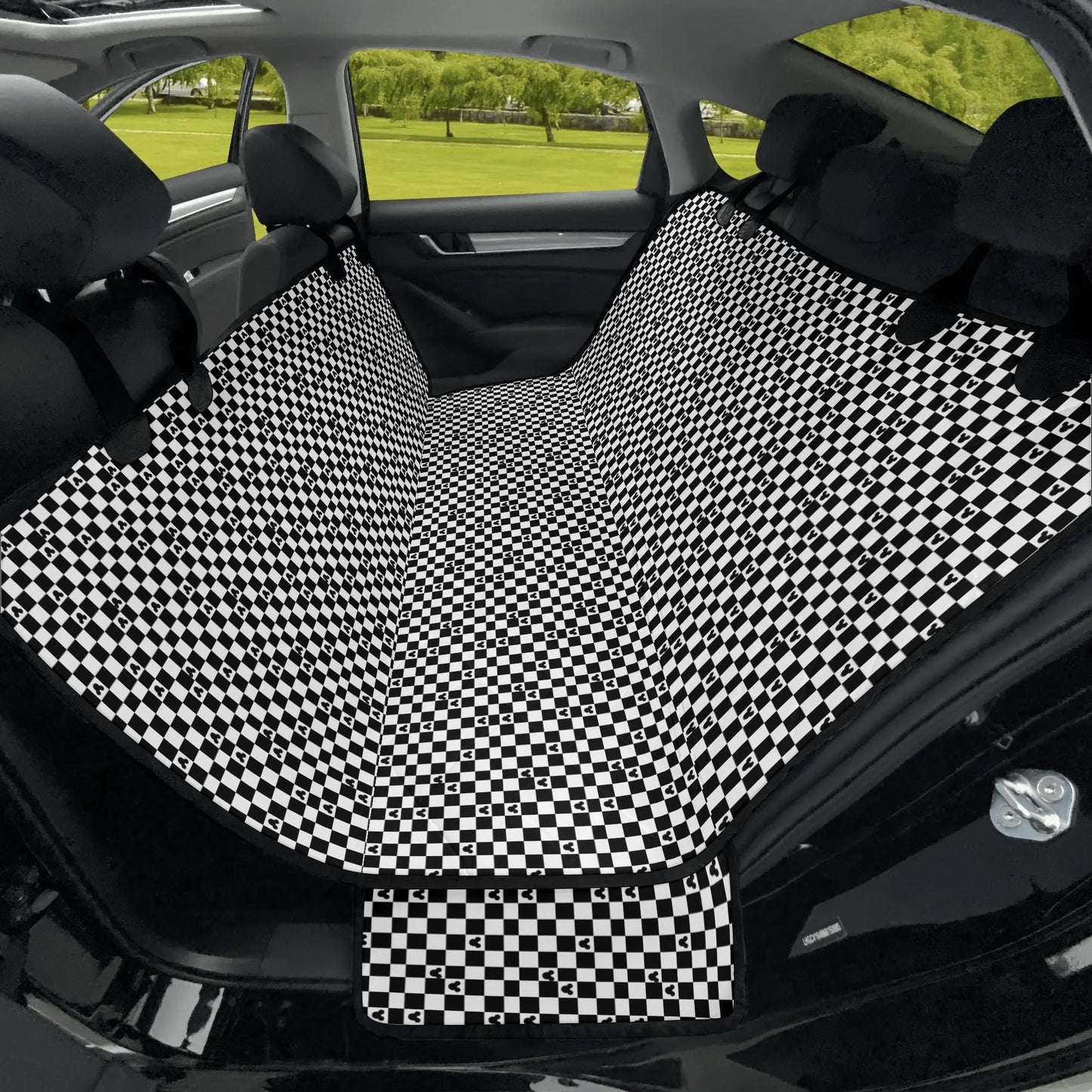 Disney Car Pet Seat Cover with Mickey Checkerboard Design