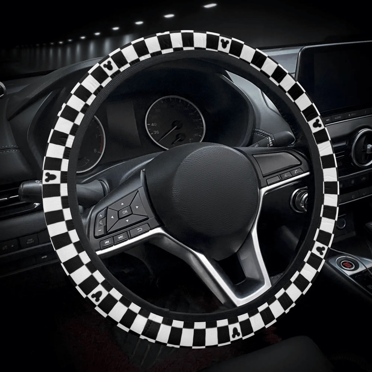 Mickey Mouse Checkerboard Steering Wheel Cover