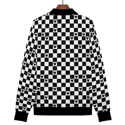 Mickey Mouse Checkerboard Bomber Jacket – Stylish Disney Outerwear for Women