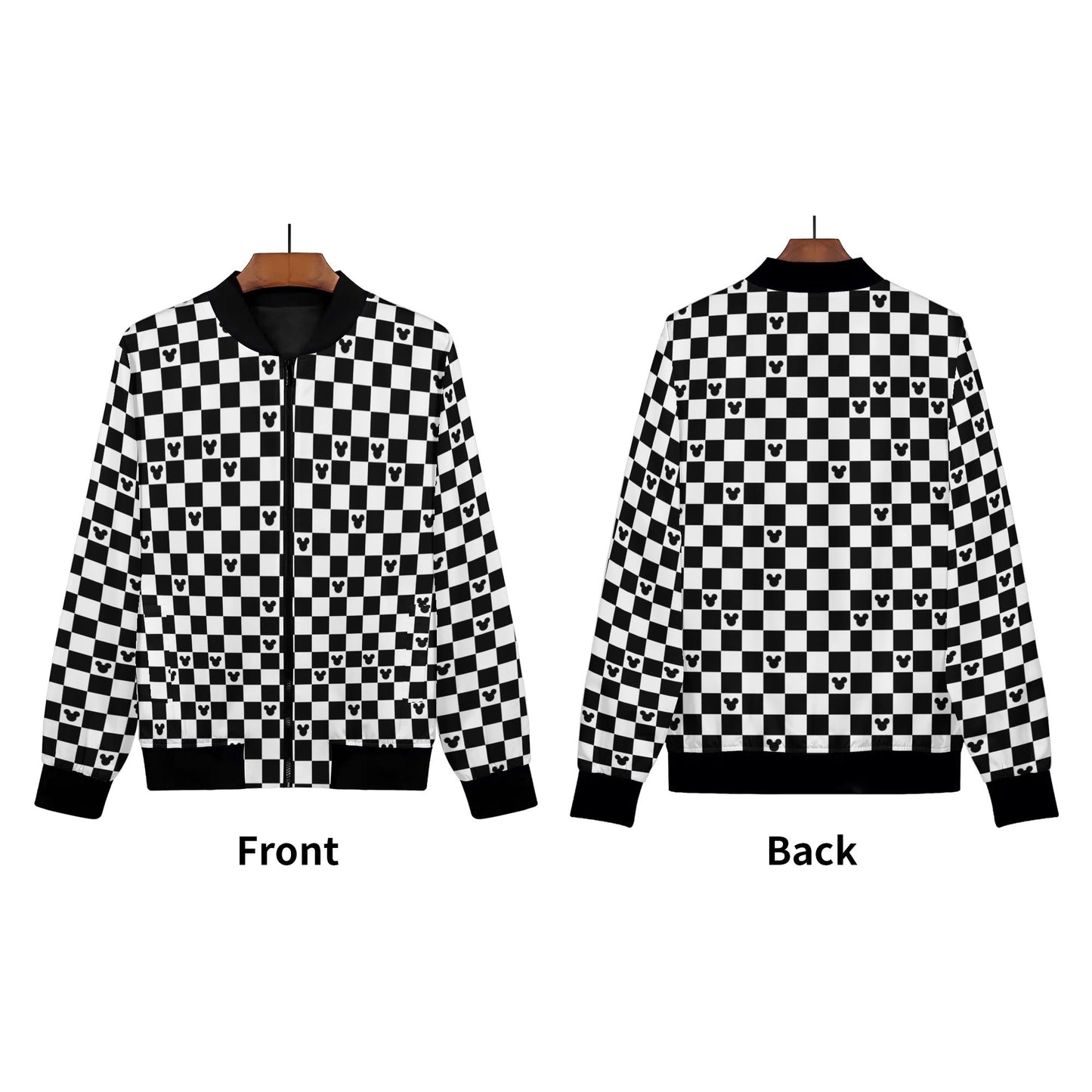 Mickey Mouse Checkerboard Bomber Jacket – Stylish Disney Outerwear for Women