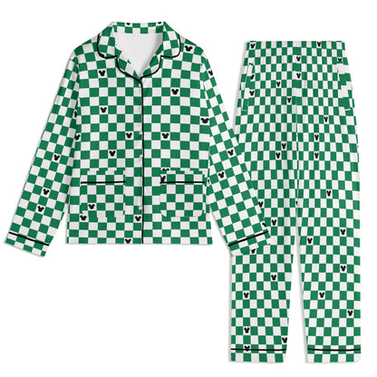 Adult Green & White Checkerboard Family Matching Christmas Pajamas