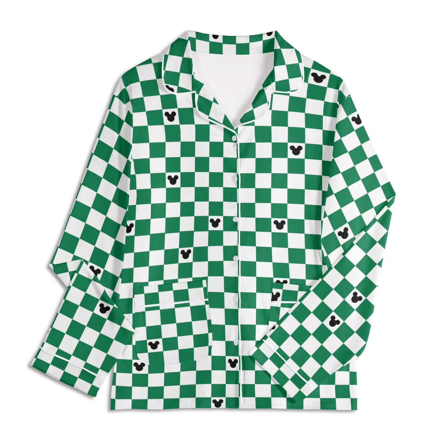 Adult Green & White Checkerboard Family Matching Christmas Pajamas