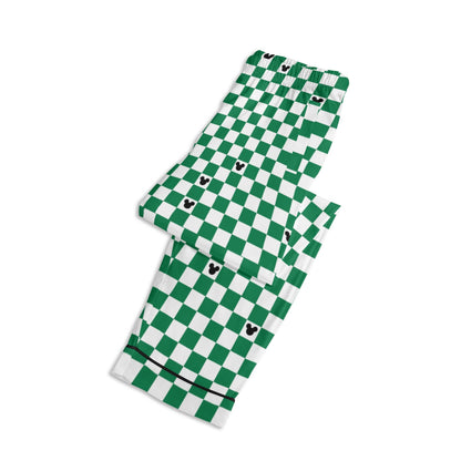 Adult Green & White Checkerboard Family Matching Christmas Pajamas