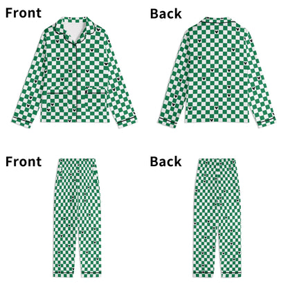 Adult Green & White Checkerboard Family Matching Christmas Pajamas