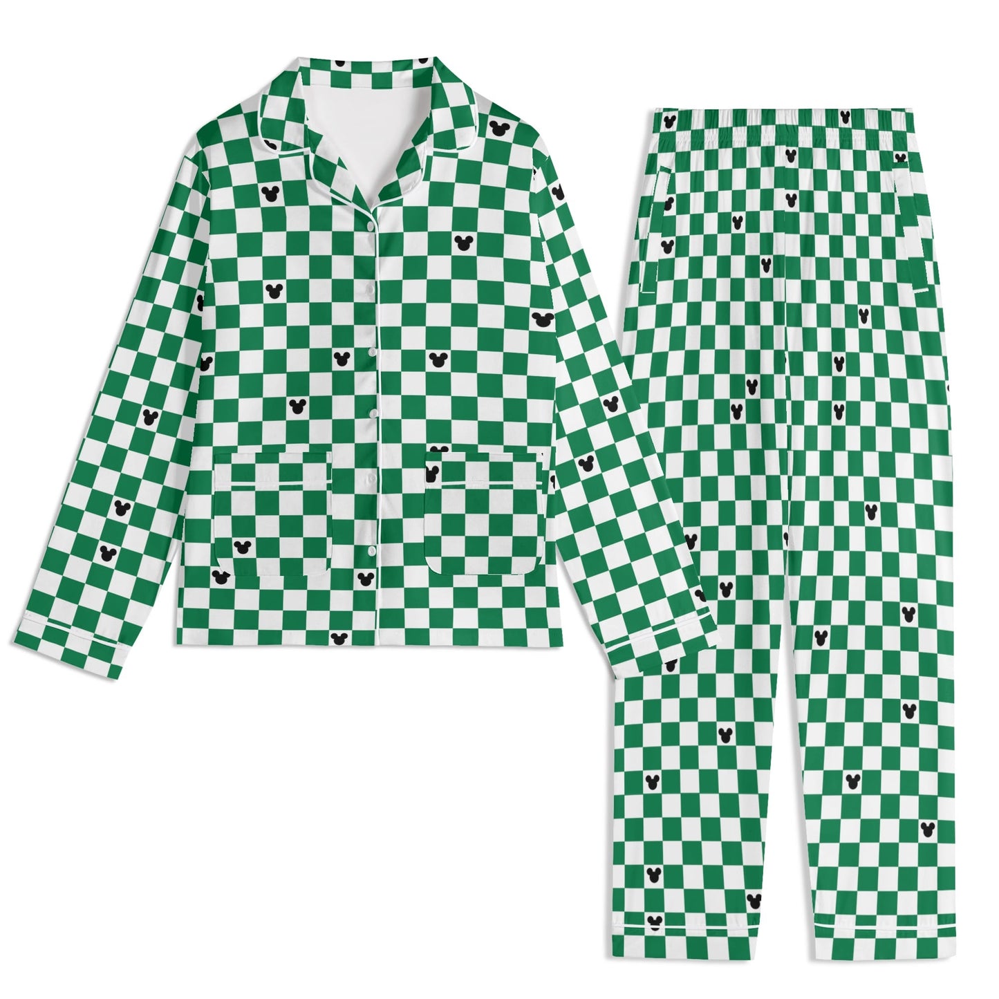 Adult Green & White Checkerboard Family Matching Christmas Pajamas