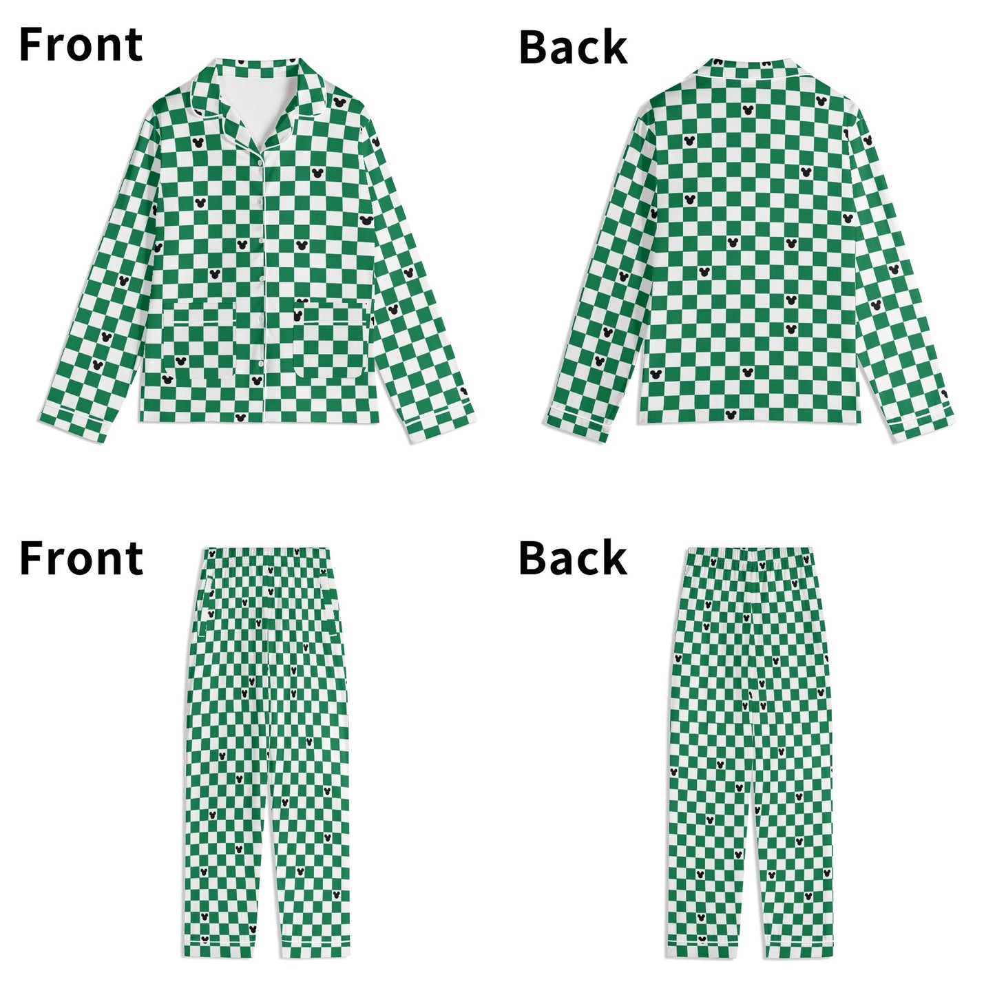 Adult Green & White Checkerboard Family Matching Christmas Pajamas