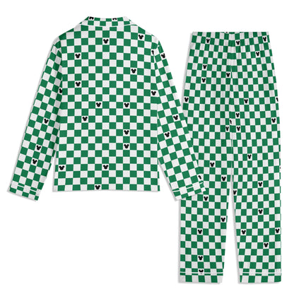 Adult Green & White Checkerboard Family Matching Christmas Pajamas