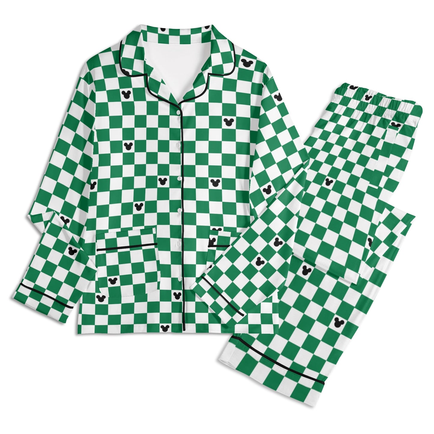 Adult Green & White Checkerboard Family Matching Christmas Pajamas