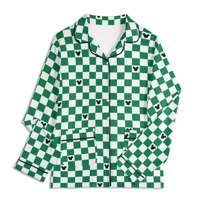 Adult Green & White Checkerboard Family Matching Christmas Pajamas