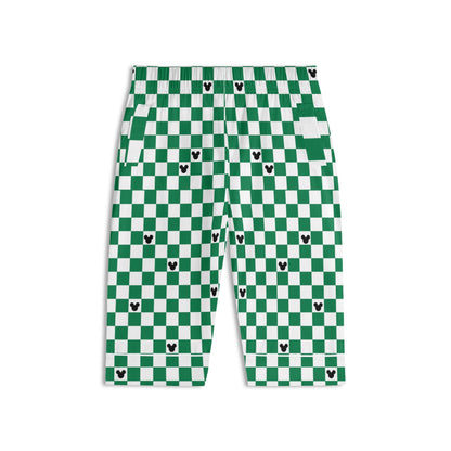 Green & White (Baby) Checkerboard Mickey Pajama Set – Long-Sleeve Collar Design