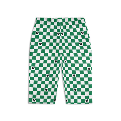 Green & White (Baby) Checkerboard Mickey Pajama Set – Long-Sleeve Collar Design