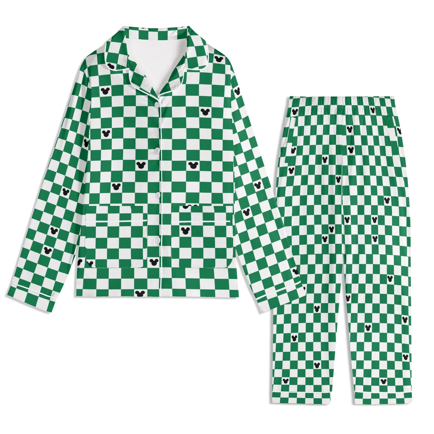 Children’s Green & White Checkerboard Family Matching Christmas Pajamas