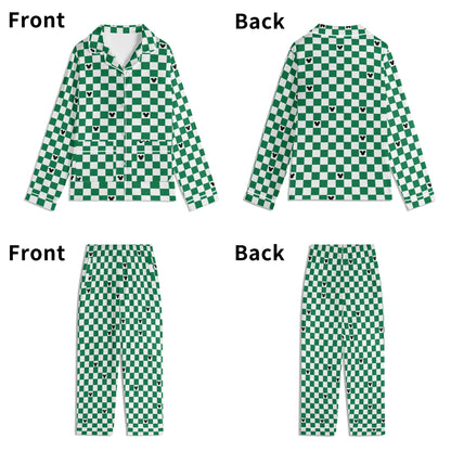 Children’s Green & White Checkerboard Family Matching Christmas Pajamas