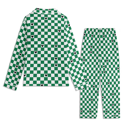 Children’s Green & White Checkerboard Family Matching Christmas Pajamas