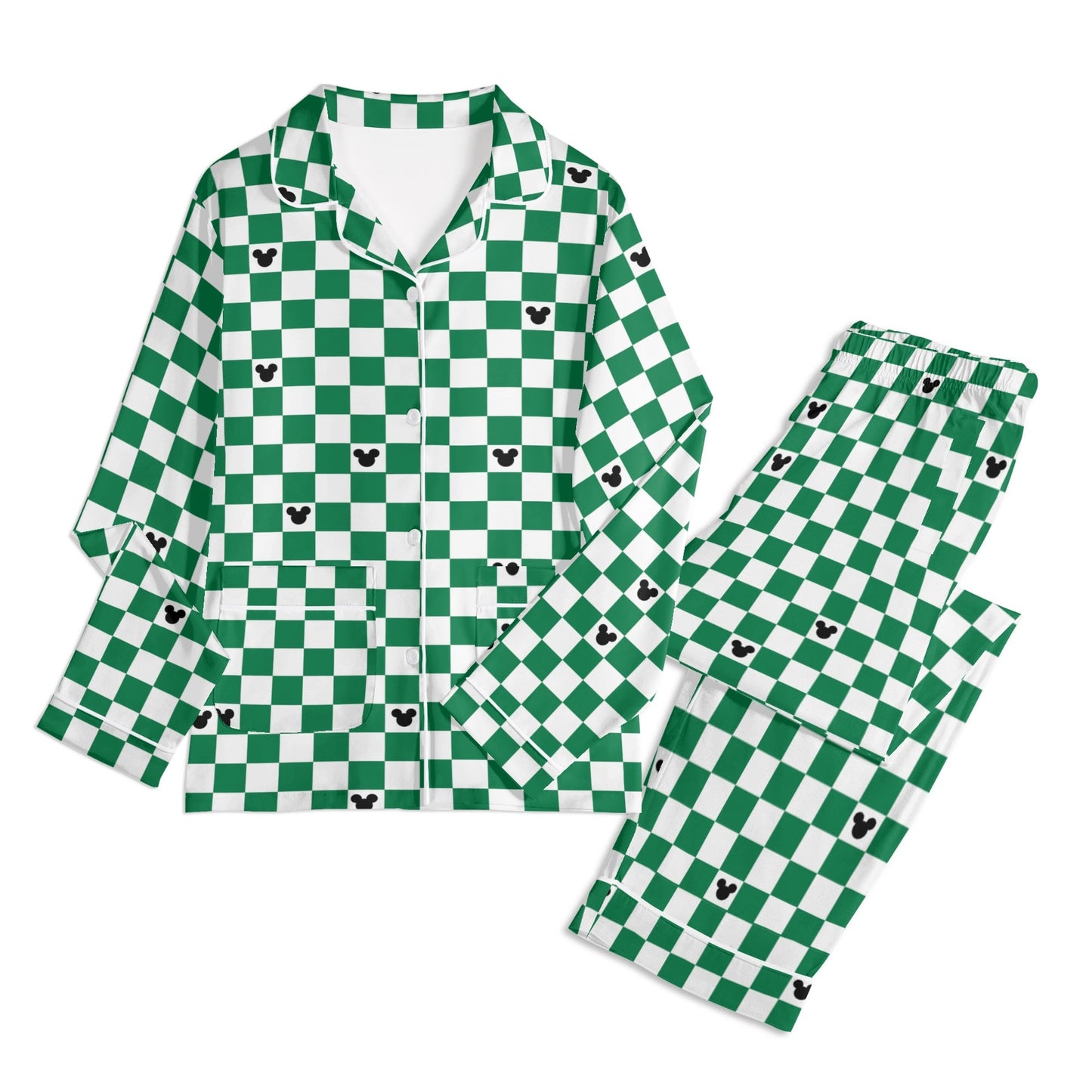 Children’s Green & White Checkerboard Family Matching Christmas Pajamas