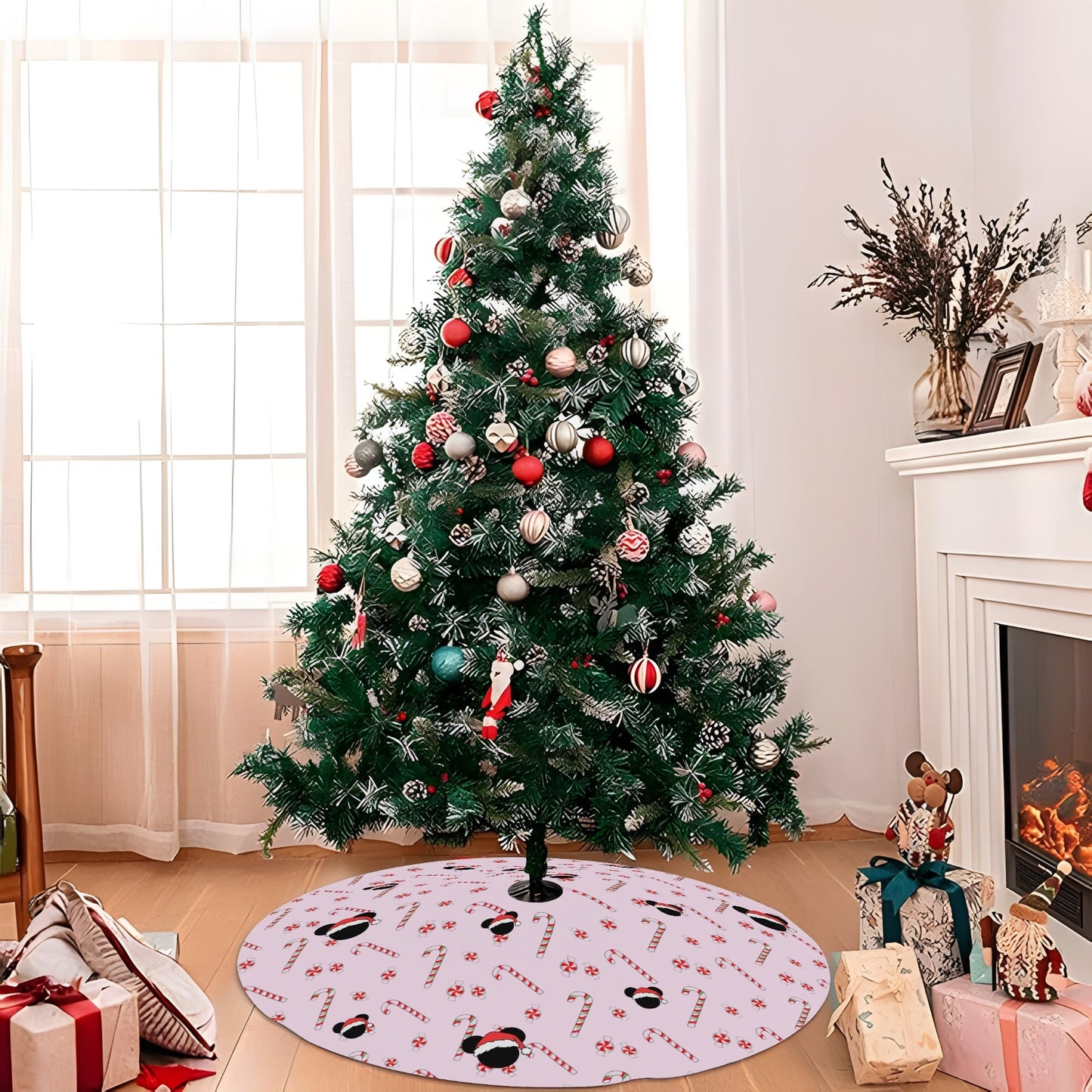 Enchanting Pink Mickey Christmas Tree Skirt – Add a Touch of Magic to Your Holiday Decor