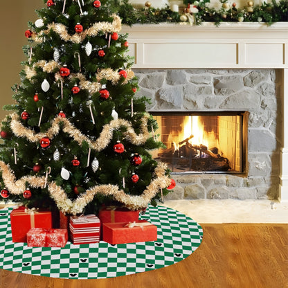 Green Checkerboard Mickey Mouse Christmas Tree Skirt – Festive Holiday Decor