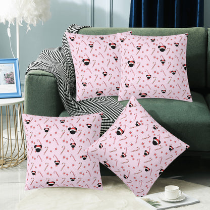 Bubble Gum Pink Christmas Mickey Pillow Cover – Festive and Cozy Holiday Decor