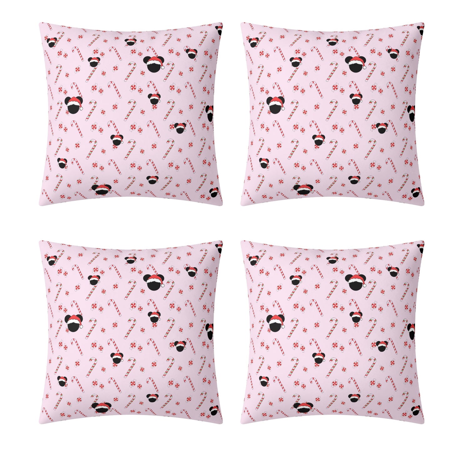 Bubble Gum Pink Christmas Mickey Pillow Cover – Festive and Cozy Holiday Decor