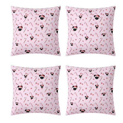 Bubble Gum Pink Christmas Mickey Pillow Cover – Festive and Cozy Holiday Decor