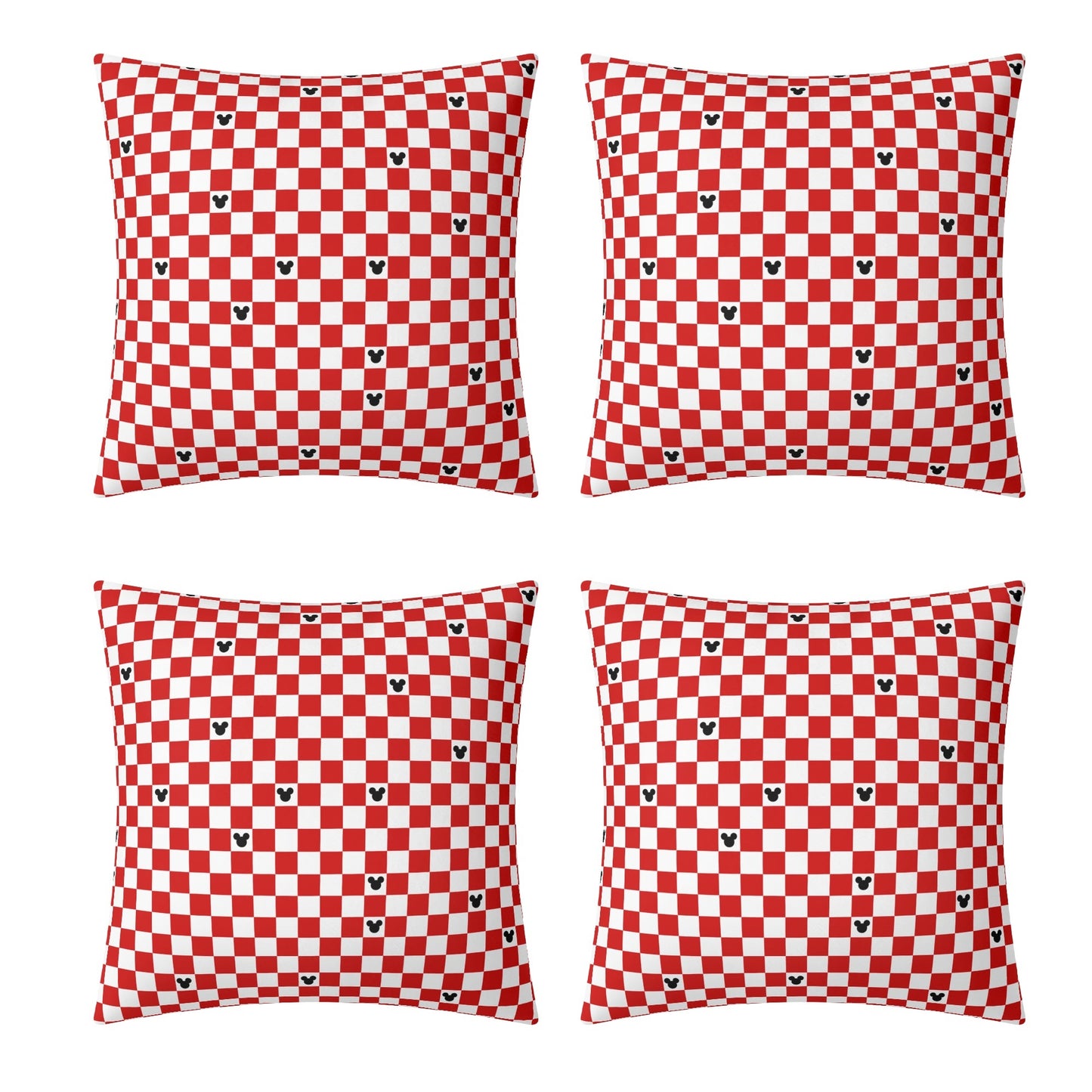 Red Checkerboard Mickey Pillow Cover – Festive Holiday Decor