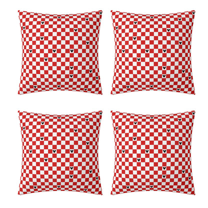 Red Checkerboard Mickey Pillow Cover – Festive Holiday Decor