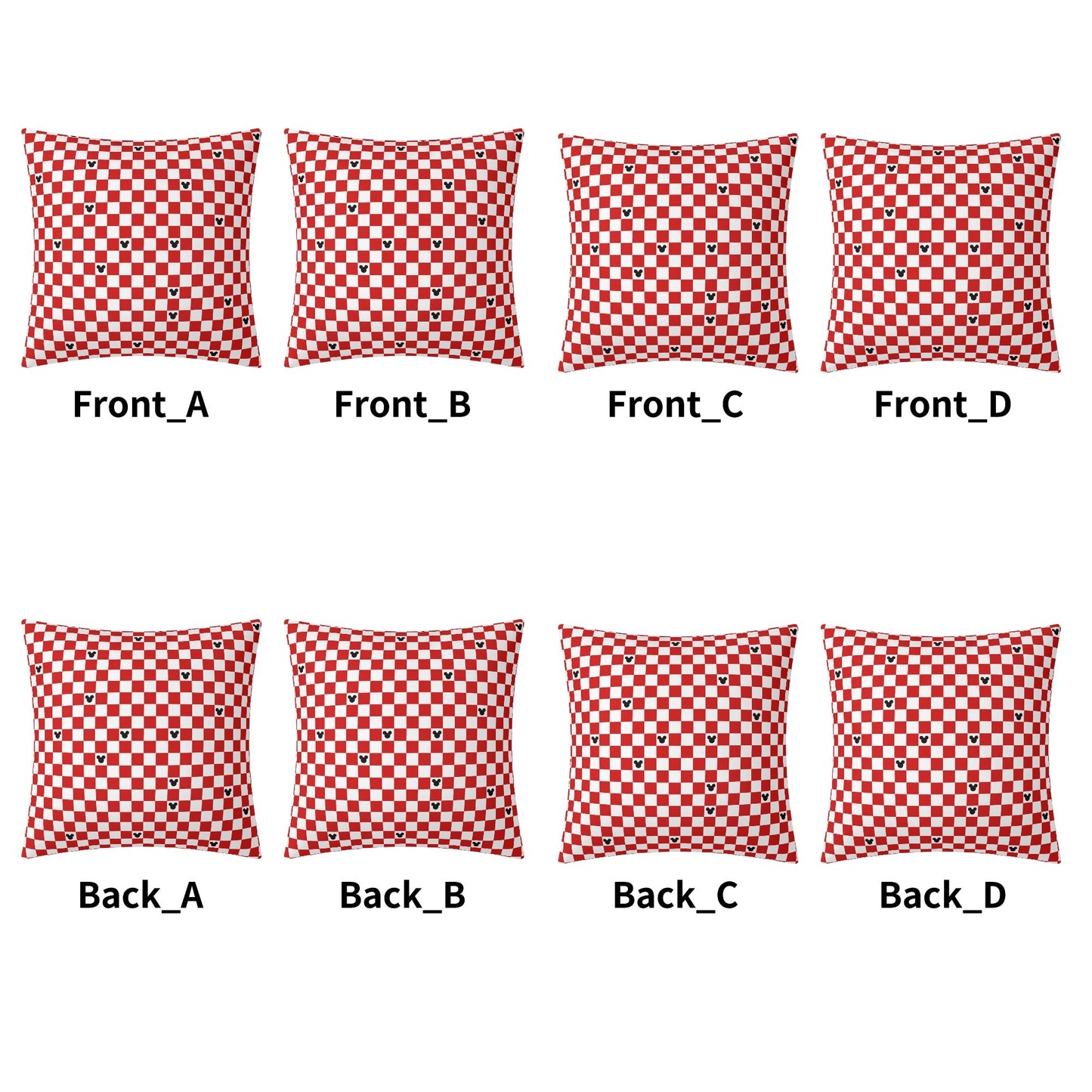 Red Checkerboard Mickey Pillow Cover – Festive Holiday Decor