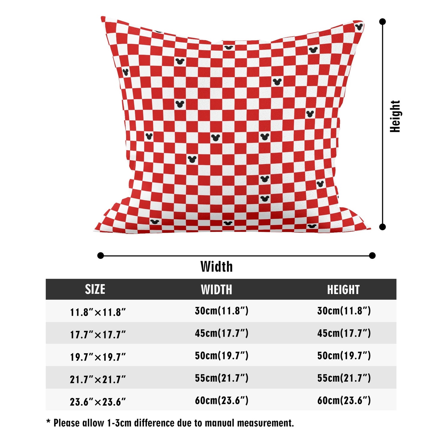 Red Checkerboard Mickey Pillow Cover – Festive Holiday Decor