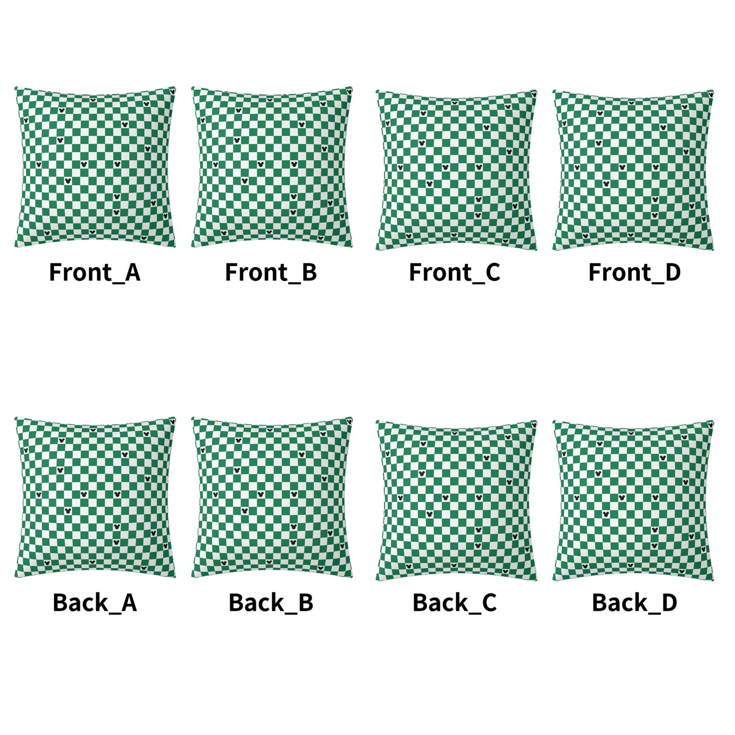 Green Checkerboard Mickey Pillow Covers  Double-Sided Set of 4