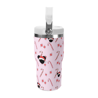 Disney Mickey Mouse Bubble Gum Pink Christmas Tumbler - 20oz Stainless Steel Insulated Cup with Lid & Handle