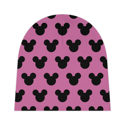 Mickey Mouse Pattern Baby Beanie- Pink