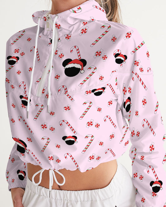 Bubble Gum Pink Mickey Christmas Cropped Windbreaker