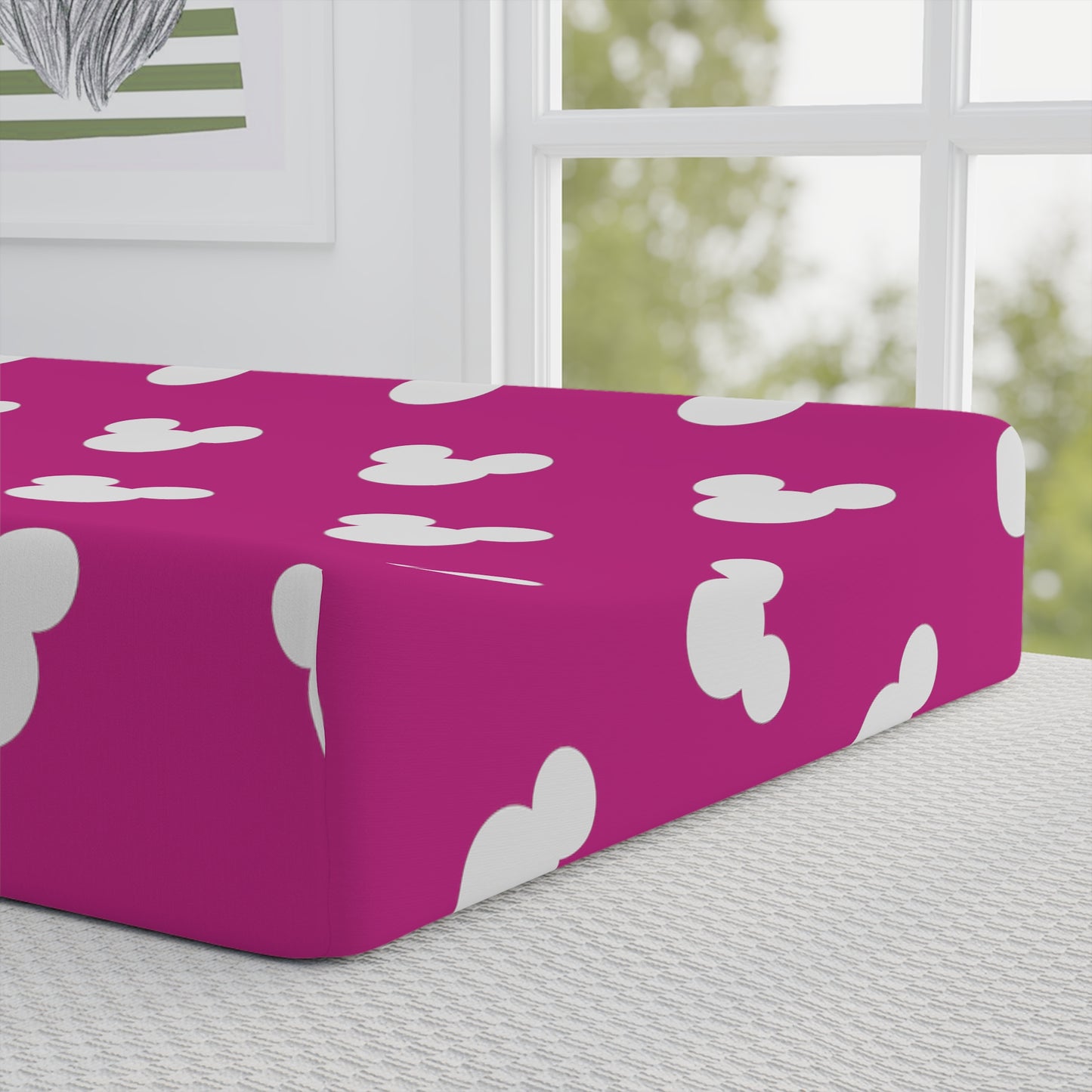 Mickey Mouse Checkerboard Changing Pad Cover Pink and White