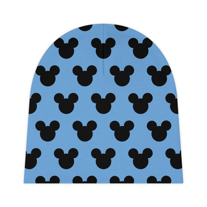 Mickey Mouse Pattern Baby Beanie- Blue