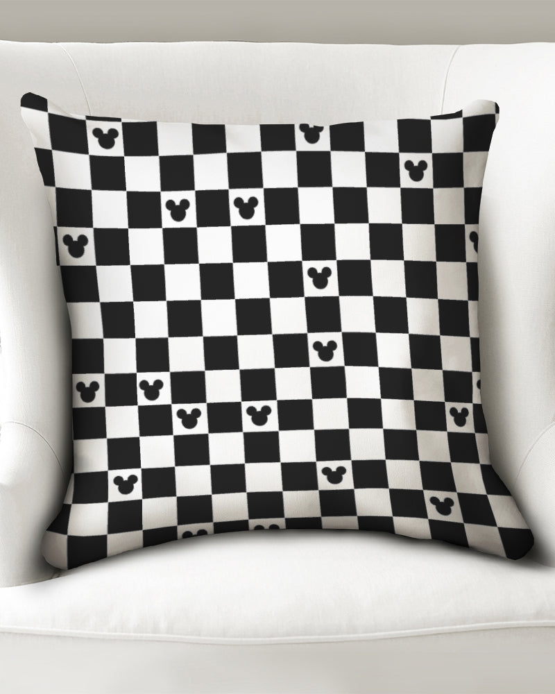 Checkered Mickey Mouse Disney Pillow Case 20x20 - Black and White