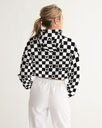 Disney-Inspired Mickey Mouse Checkerboard Women’s Cropped Windbreaker