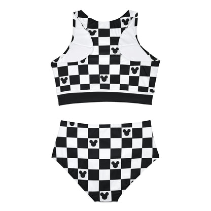 Disney-Themed Mickey Mouse Checkered Swimsuit