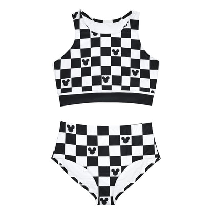 Disney-Themed Mickey Mouse Checkered Swimsuit