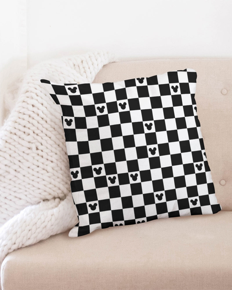 Checkered Mickey Mouse Disney Pillow Case 20x20 - Black and White